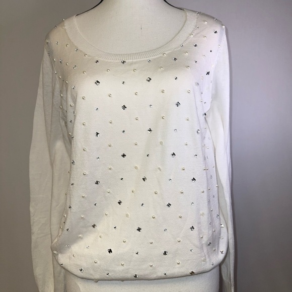 Victoria Secret L Elegant Romantic White Embellished Women's Top - Picture 1 of 7